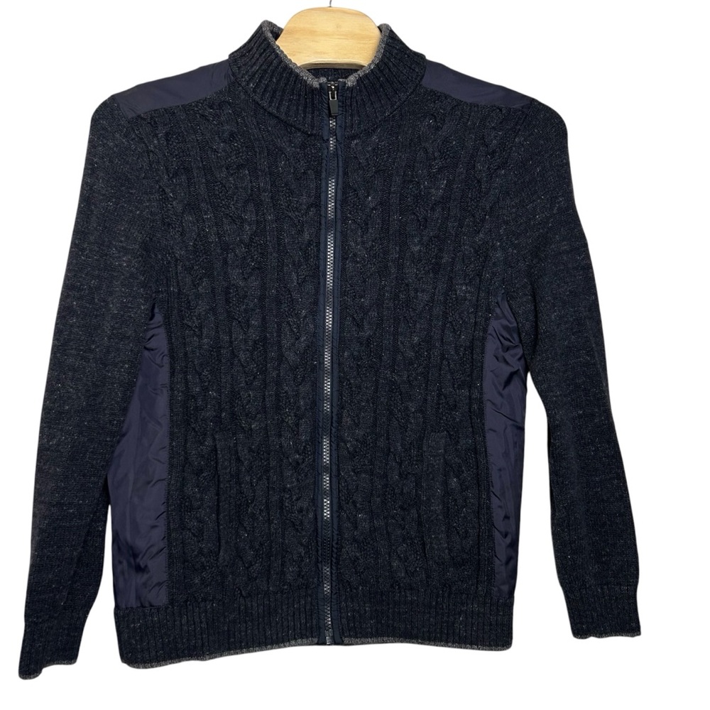 Tommy‎ Bahama Men’s Cardigan Sweater Size XL Blue Cable Knit Full Zip Wool Blend